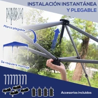 Outsunny Tenda Dobrável 2,5x2,5x2,68cm Tenda de Jardim com Proteção UV 50+ Altura Ajustável com 4 Bolsas de Areia e Bolsa de Transporte para Acampamento Festas Pátio Azul(m-5)