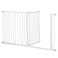 PawHut Cancelletto di Sicurezza per Cani in Acciaio e ABS, Estensibile 75-145cm per Scale e Porte, Bianco(m-7)