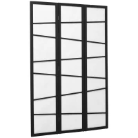 HOMCOM Biombo de 3 Painéis Separador de Ambientes Dobrável Divisória para Espaços de Madeira 120x170 cm Preto e Branco(m-11)
