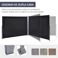 Outsunny Toldo Lateral Retrátil 600x160cm Toldo de Privacidade Extensível com Ângulo Ajustável e Proteção UV+50 para Jardim Balção Terraço Cinza(m-7)
