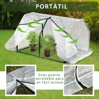 Outsunny Estufa de Jardim Terraço 100x70x60cm Estufa Pequena com Zíper pra Cultivos de Plantas Flores Estrutura de Aço Cobertura PE Branco(m-4)