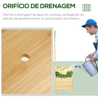 Outsunny Floreira de Madeira com Treliça Tecido não Tecido e 2 Orifícios de Drenagem para Cultivos  60x43x147 cm Madeira(m-5)