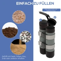 Outsunny Zandzakken voor paviljoens, set van 4, 48 kg, zonder zand, met bevestigingsriemen, weerbestendig, zwart(m-5)