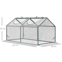 Outsunny Estufa 119x60x60cm Estufa de Jardim com 2 Janelas Enroláveis para Cultivo de Plantas Verduras Flores Transparente(m-3)
