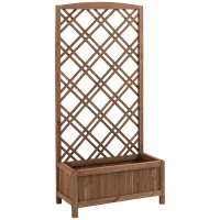 Outsunny Floreira com Treliça de Madeira Caixa de Plantio com Suporte para Plantas Trepadeiras 60x30x122,5cm Madeira(m-1)