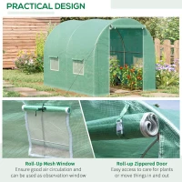 Outsunny 3L x 2W x 2Hm Greenhouse - Walk-in Polytunnel for Outdoor Garden, Flower, and Vegetable Planting with 25mm Diameter Galvanised Steel Frame and Zipped Door(m-6)