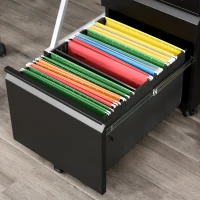 Vinsetto 3 Drawer Filling Cabinet, Mobile Metal File Cabinet with Anti-tilt Design for Letter, A4, Legal Size, Black(m-8)