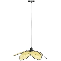 HOMCOM Candeeiro de Teto com Forma de Flor Candeeiro de Teto de Vime Sintético com Cabo Ajustável Ø68x115 cm Madeira(m-11)