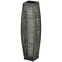 Outsunny Candeeiro Solar de Vime Sintético com Luzes LED Ligar/Desligar Automático para Varanda Pátio 21x21x78cm Cinza(m-11)