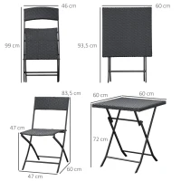 Outsunny 2-Seater Rattan Bistro Set: 1 x table, 2 x chairs - Brown(m-3)