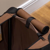 PawHut Transportadora para Cães e Gatos Bolsa de Transporte Animais de Estimação Dobrável com Almofada Suave 60x41x41cm Marrom(m-8)