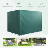 Outsunny Capa Protetora para Baloiço de Jardim de 3 Lugares 215x155x150cm Impermeável com Zíper Cobertura para Móveis de Exterior Verde(m-4)