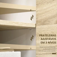 HOMCOM Aparador de Sala de Estar com Portas de Abertura a Pressão e Prateleiras Ajustáveis para Dormitório 80x40x70cm Branco e Carvalho(m-6)