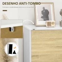 HOMCOM Aparador de Sala de Estar com Portas de Abertura a Pressão e Prateleiras Ajustáveis para Dormitório 80x40x70cm Branco e Carvalho(m-8)