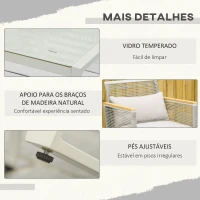 Outsunny Conjunto de Móveis de Jardim Vime 4 Peças Sofá Duplo 2 Poltronas Individuais e Mesa de Centro com Vidro com Almofadas para Exterior Terraço Cinza(m-6)