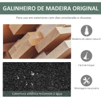 PawHut Galinheiro de Madeira Exterior Gaiola para 2 Galinhas com Grade de Arame Floreira para Cultivo Ninho Teto Asfáltico Bandeja Removível e Rampa 110x109x124cm Verde(m-5)
