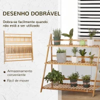 Outsunny Suporte para Plantas de 3 Níveis de Bambu Suporte para Flores Dobrável para Interior e Exterior 98x37x96,5cm Madeira(m-5)