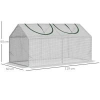 Outsunny Estufa 119x60x60cm Estufa de Jardim com 2 Janelas Enroláveis para Cultivo de Plantas Verduras Flores Branco Translúcido(m-3)