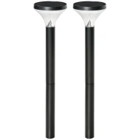 Outsunny Candeeiros de Pé de Exterior Altura 91,5cm com Luz LED Solar Sensor Crepúsculo e Brilho Variável Conjunto de 2 Candeeiros de Jardim IP44 para Pátio Parque Exterior Preto(m-11)