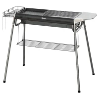 Outsunny Barbecue a Carvão Portátil com Grelha de Aço Inoxidável Prateleira para Temperos e Prateleira de Armazenamento 96x61x72 cm Preto(m-11)