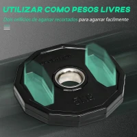 SPORTNOW Conjunto de 2 Discos de Pesos Olimpicos 5kg Ferro Fundido Placas de Peso com Orifício de 5cm Ø24x3,5 cm Preto(m-4)