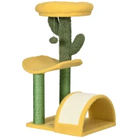 PawHut Árvore Arranhador para Gatos Centro de Atividades com Cama Poste de Sisal e Bolsa Suspensa 40x35x72cm Amarelo e Verde(m-11)