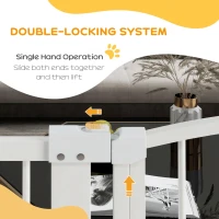 PawHut Barieră Reglabilă pentru Animale de Companie, Poartă de Siguranță cu sistem dublu de blocare, 77-105x120 cm, Alb(m-5)