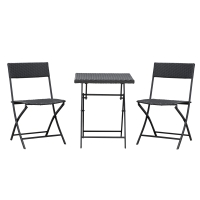 Outsunny 2-Seater Rattan Bistro Set: 1 x table, 2 x chairs - Brown