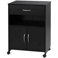 Vinsetto Armário para Impressora com Rodas gaveta 2 Portas e Compartimento Aberto 60x39x80cm Preto(m-11)