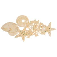 HOMCOM Decoração de Parede de Metal 3D com Conchas Estrela do Mar Coral 66x30,5cm Arte de Parede Bege(m-10)