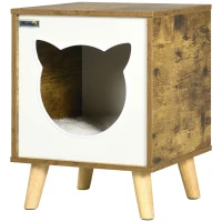 PawHut Casa de Madeira para Gatos Caverna para Gatos com Almofada Lavável e Pés Elevados 34x34x44, cm Marrom(m-11)