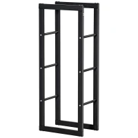 HOMCOM Suporte para Lenha de Metal Porta Lenha Metálico para Interior e Exterior Carga Máxima 100 kg 40x25x100 cm Preto(m-11)