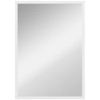 HOMCOM Espelho de Parede Decorativo 50x70 cm Espelho Retangular Espelho de Sala com 4 Ganchos Metálicos Estilo Moderno Branco(m-10)
