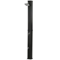 Outsunny Duche Solar Exterior 40L Duche de Jardim com Cabeçal Torneira Água Quente até 60℃ e Duche de Pés 19x20x217 cm Preto(m-11)