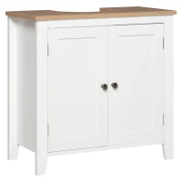 kleankin Móvel para Lavatório Pousar com 2 Portas e Prateleira Ajustável Estilo Moderno 60x30x60cm Branco e Madeira(m-12)