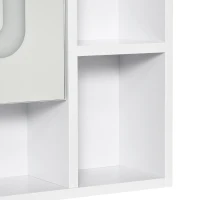 kleankin Armário com Espelho de Casa de Banho com Luz LED Porta 4 Prateleiras Abertas e Interruptor Tátil 60x15x65cm Branco(m-9)