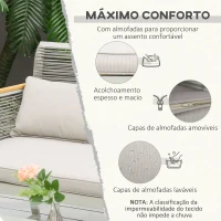 Outsunny Conjunto de Móveis de Jardim Vime 4 Peças Sofá Duplo 2 Poltronas Individuais e Mesa de Centro com Vidro com Almofadas para Exterior Terraço Cinza(m-5)