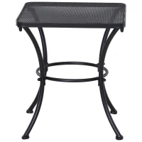 Outsunny Mesa de Jardim Quadrada Mesa Auxiliar Exterior com Estrutura de Metal para Pátio Terraço Varanda Carga 30kg 45x45x50cm Preto(m-11)