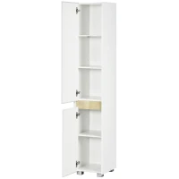 kleankin Coluna Casa de Banho Armário Auxiliar Casa de Banho de 5 Níveis com Prateleiras Ajustáveis 30x33x165cm Branco(m-11)