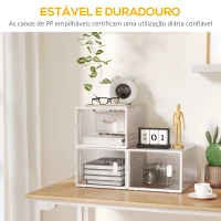 HOMCOM Armário Modular de Plástico Sapateira Modular com 8 Cubos Portas Magnéticas Organizador de Sapatos para Entrada Corredor Dormitório 28x36x21cm Transparente(m-8)