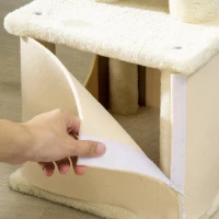 PawHut Árvore Arranhador para Gatos Torre para Gatos com Cama Caverna  Bola Suspensa Postes e Rampa de Sisal 60x30x83cm Bege(m-7)