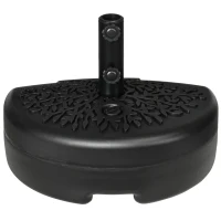 Outsunny Base de Parede para Chapéu de Sol Suporte Semicircular para Chapéu de Sol Preenchido com Areia 21kg ou Água 18kg para Jardim Pátio Terraço Exterior 50x31x18cm Preto(m-11)