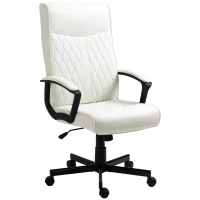 Vinsetto Cadeira de Escritório Giratória 360° com Encosto Alto Altura Ajustável e Função de Inclinação 65x65x102-112,5cm Branco creme(m-11)