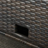 Outsunny Sofá de Vime de 2 Lugares com Mesas Laterais e Apoio para os Pés com Armazenamento Sofá de Jardim com Encosto Inclinável e Almofadas com Capas Removíveis 130x72x96cm Marrom e Bege(m-8)