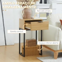 HOMCOM Mesa Consola com Gaveta Consola Moderna Mesa de Entrada com Pés de Aço 40x30x76 cm Madeira e Preto(m-5)