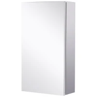 HOMCOM Armário Casa de Banho com Espelho 2 Prateleiras de Armazenamento e Estrutura de Aço Inoxidável 30x14x55cm Prata(m-11)
