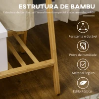 HOMCOM Suporte para Cabides de Bambu com Prateleira para Sapatos 2 Barras e 2 Ganchos 74x42x150 cm Madeira(m-5)