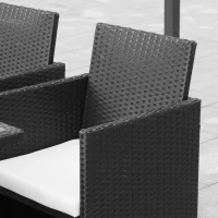 Outsunny Conjunto de Móveis de Vime PE para Jardim Conjunto de 9 peças Mesa Cadeiras e Bancos com Almofadas para Exterior Preto(m-8)