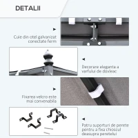 Outsunny Pavilion Cort Foisor 3x3m pentru Gradina sau Terasa cu perdea Gri(m-6)