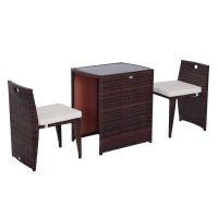 Outsunny Conjunto de mobiliário de exterior 1 Mesa e 2 Cadeiras cor Castanho(m-8)